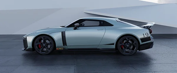 Nissan GT R50 by Italdesign production rendering Mint SIDE 1200x500