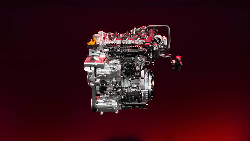 Vue du bloc moteur bicarburation 1,2 litre turbo Eco-G de 120 ch associé à la boîte automatique EDC de la Renault Clio.