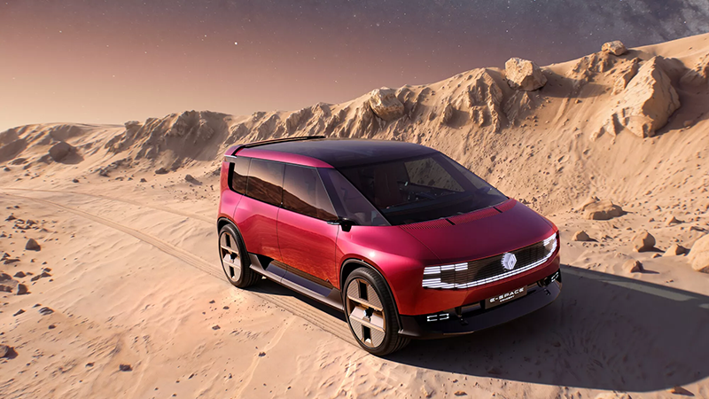 E-Space rouge de face dans le désert