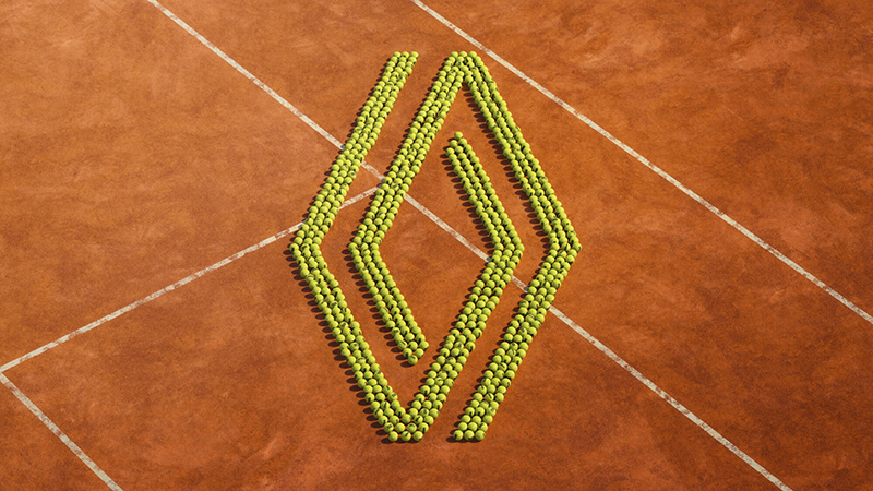 Logo Renault partenaire premium du tournoi de tennis de Roland-Garros 2026.