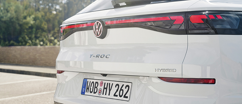Arrière du T-roc avec le logo Hybrid