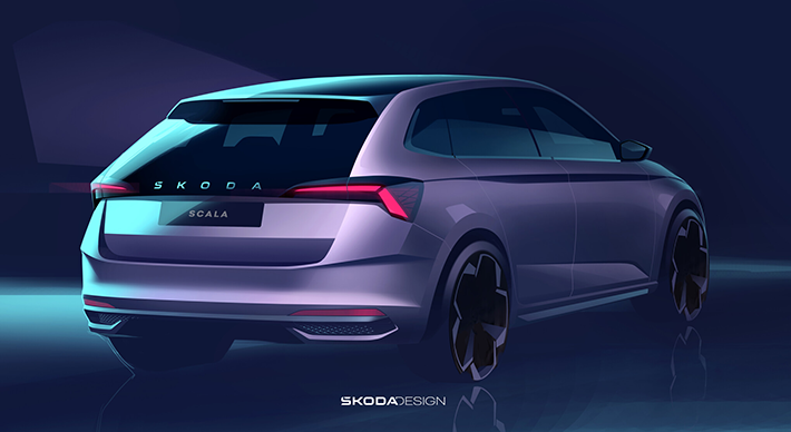 Sketch Škoda Scala restylée 2 jpg