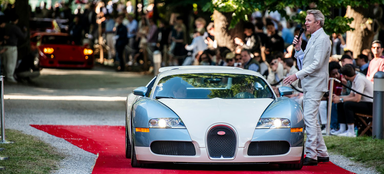 Prototype Bugatti Veyron châssis 5.1 de pré-série exposé au Concorso d’Eleganza Villa d’Este au lac de Côme.
