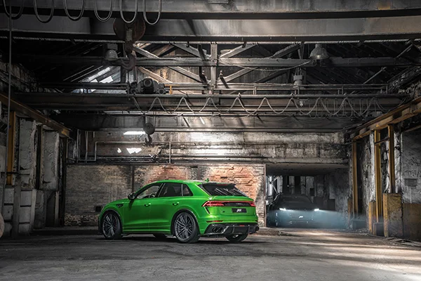 ABT RSQ8 R green HR23 building rear diagonally
